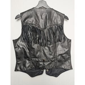 Vintage Falcon by Drospo Leather Fringe Vest | Size 16 | Western Biker Style